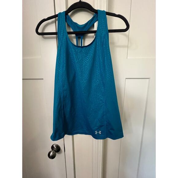 UNDER ARMOR HALTER YOGA RUNNING TOP HEAT GEAR TURQUOISE WOMENS SIZE PETITE SMALL - Picture 1 of 7